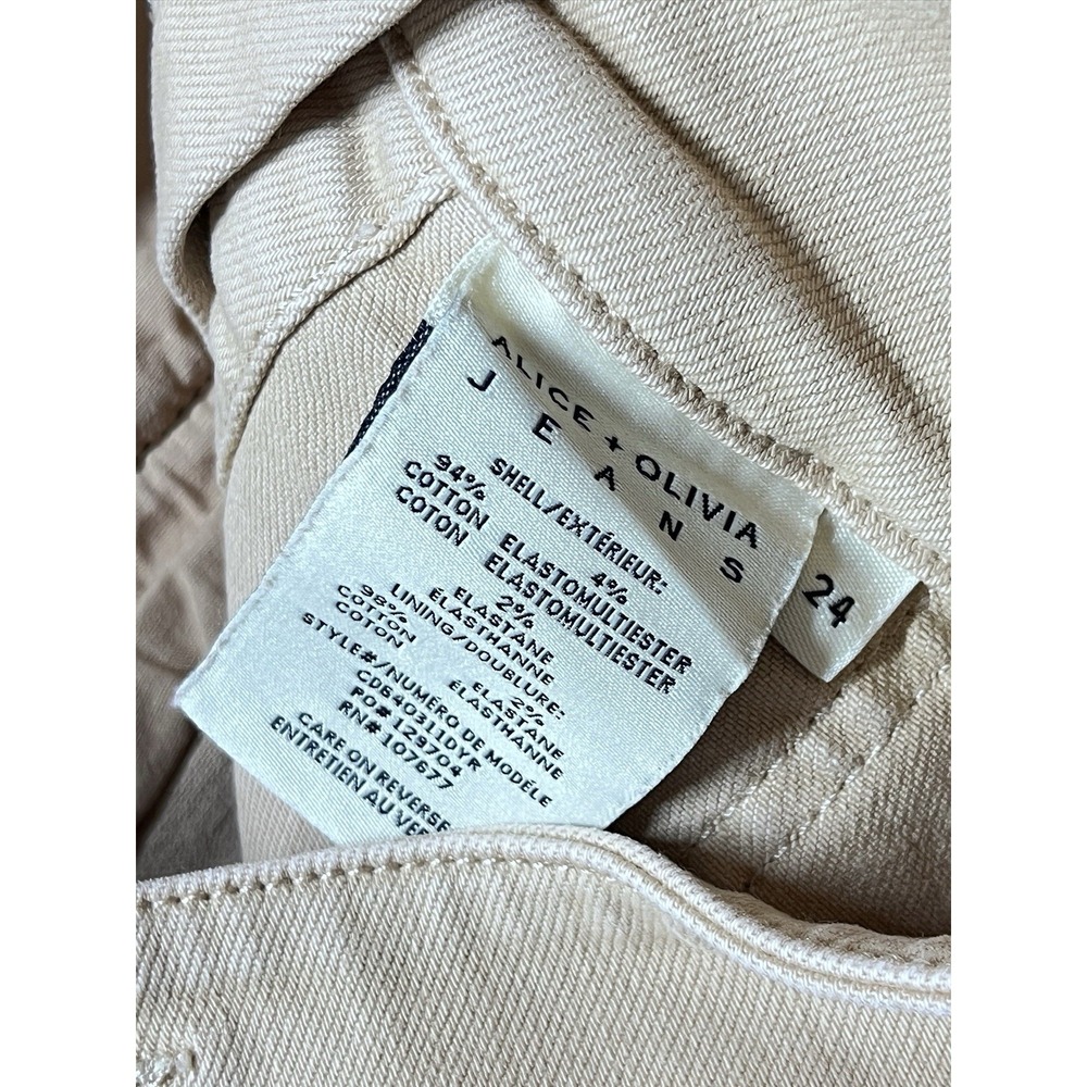 ALICE + OLIVIA Jeans Wide Leg Cargo High Rise Khaki Pants Women's Size 24 Button - Picture 9 of 11